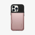 ACS03275 - iPhone 13 Pro Case Slim Armor CS in rose gold showing the back with card slot closed