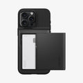 ACS06589 - iPhone 15 Pro Max Case Slim Armor CS in black showing the back with card in slot