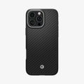 ACS08151 - iPhone 16 Pro Case Enzo Aramid in Black Silver showing the back