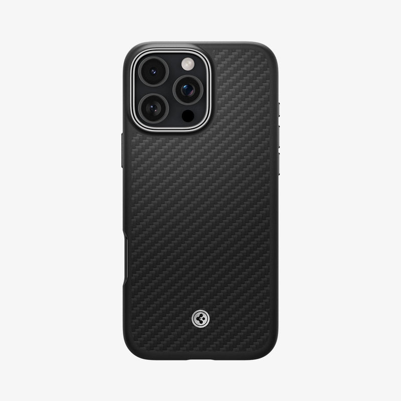 ACS08151 - iPhone 16 Pro Case Enzo Aramid in Black Silver showing the back