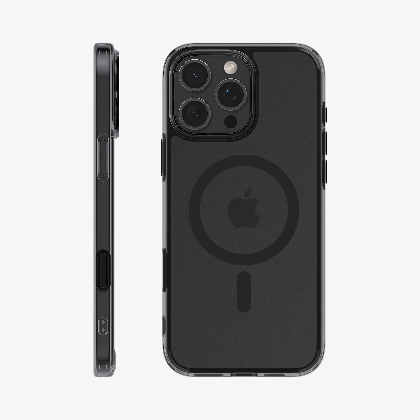 ACS08507 - iPhone 16 Pro Max Case Ultra Hybrid T (MagFit) in Frost Black showing the back and side