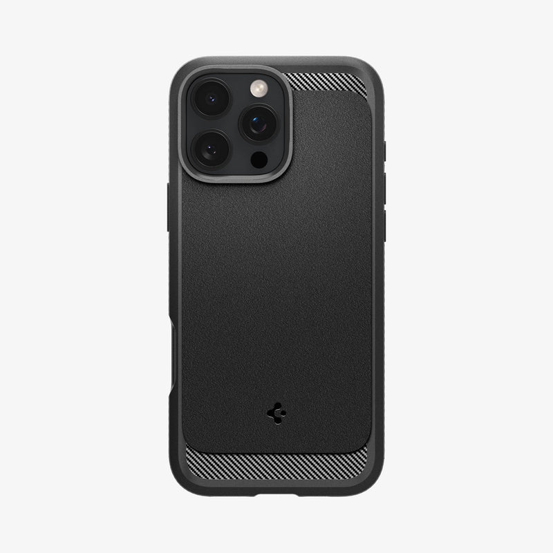 ACS08115 - iPhone 16 Pro Case Rugged Armor (MagFit) in Matte Black showing the back