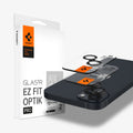 AGL05213 - iPhone 15 / 15 Plus Optik Pro Lens Protector in black showing the device, two optik pro lens protectors and packaging