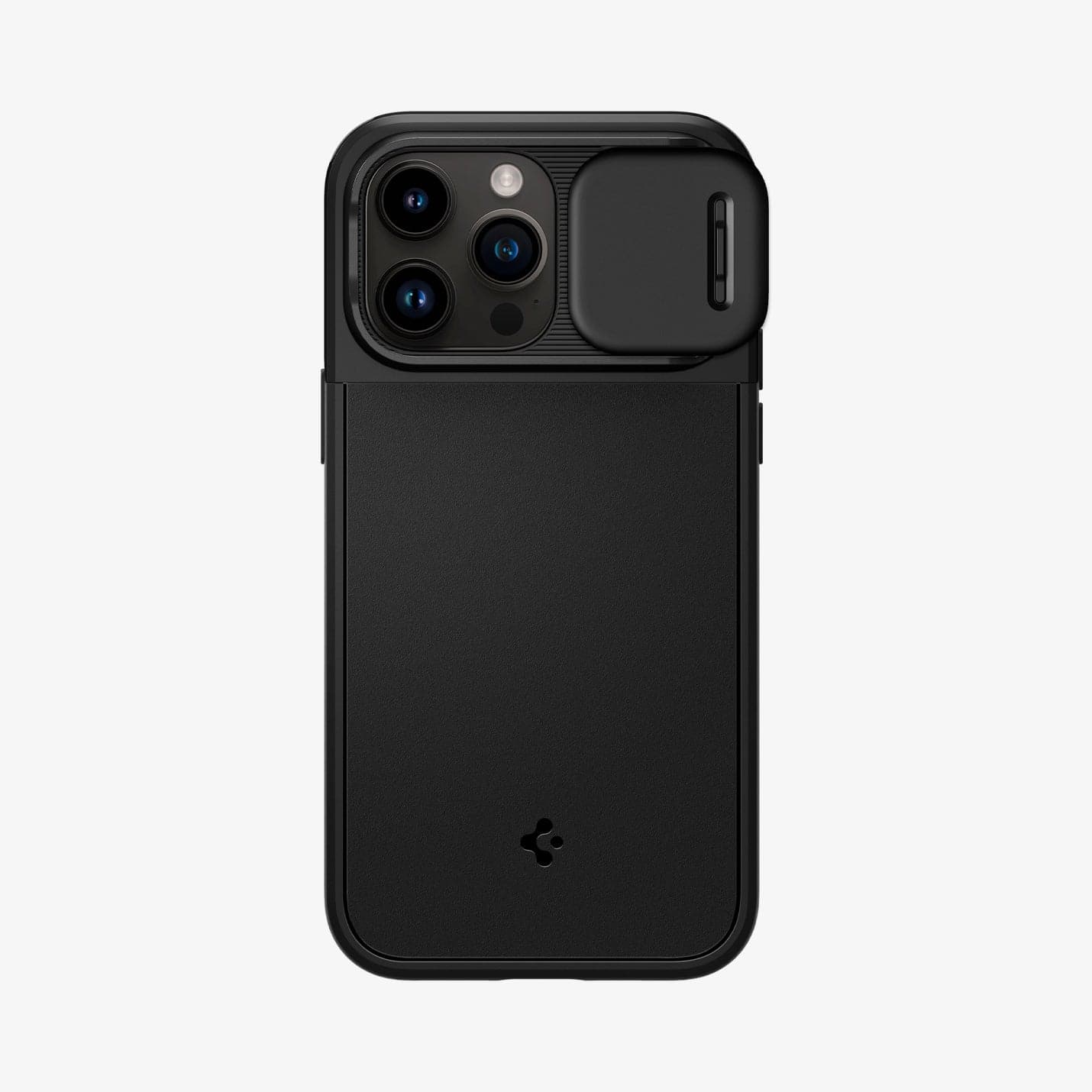 ACS04993 - iPhone 14 Pro Case Optik Armor (MagFit) in black showing the back with optik lens slot open