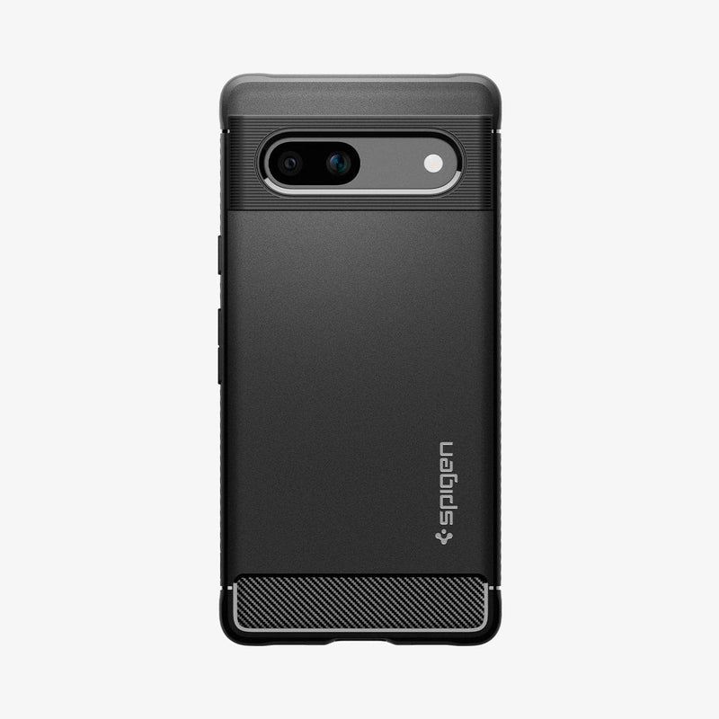 ACS05816 - Pixel 7a Case Rugged Armor in matte black showing the back