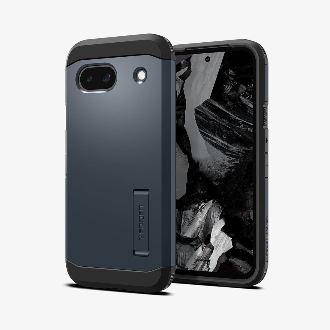 ACS07265 - Pixel 8a Case Tough Armor in Metal Slate showing the back and partial front and sides