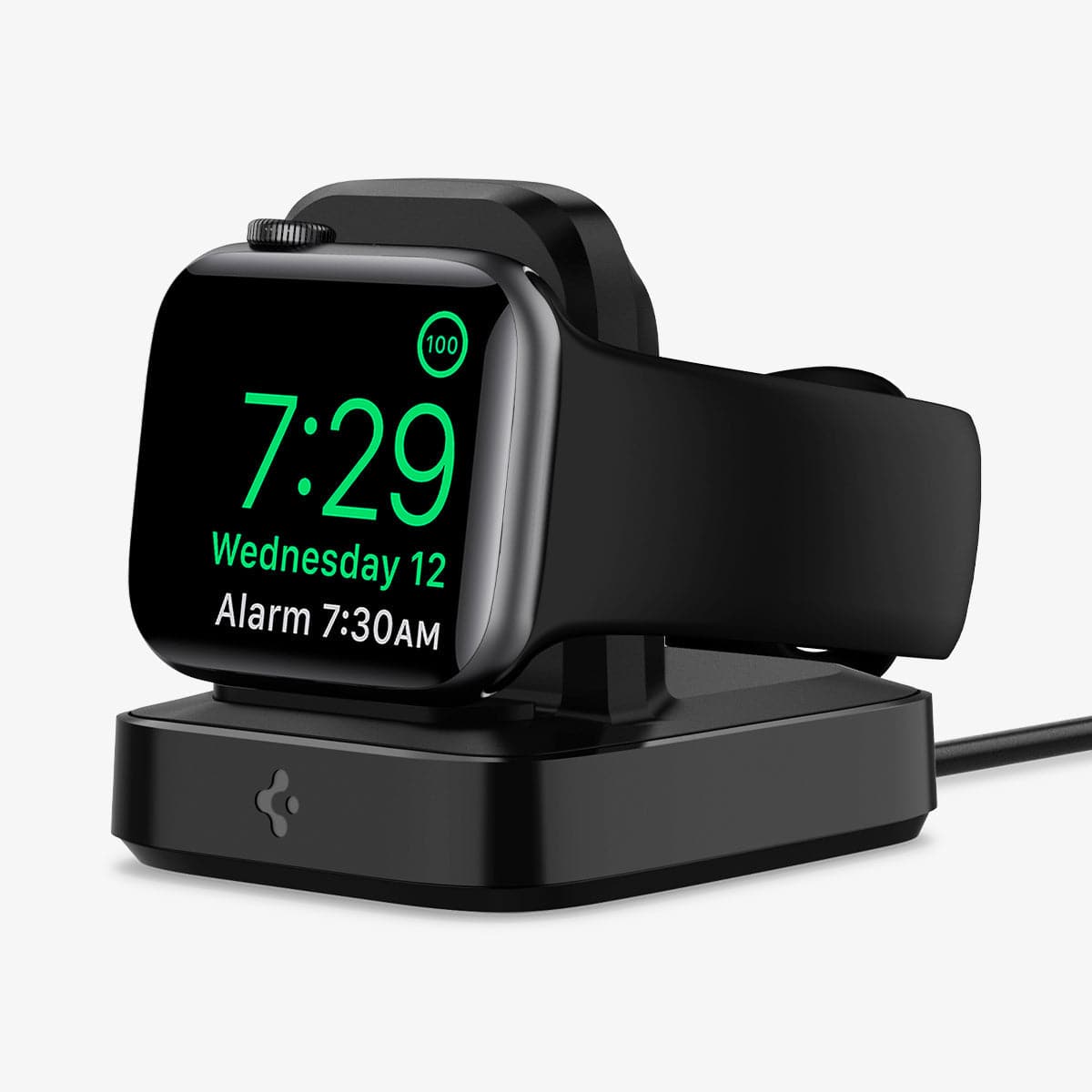 000CH25522 - Apple Watch ArcField™ Wireless Charger PF2002 in black showing the front and side with apple watch charging