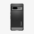 ACS04698 - Pixel 7 Case Rugged Armor in matte black showing the back