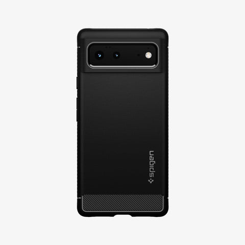 ACS03437 - Pixel 6 Case Rugged Armor in matte black showing the back