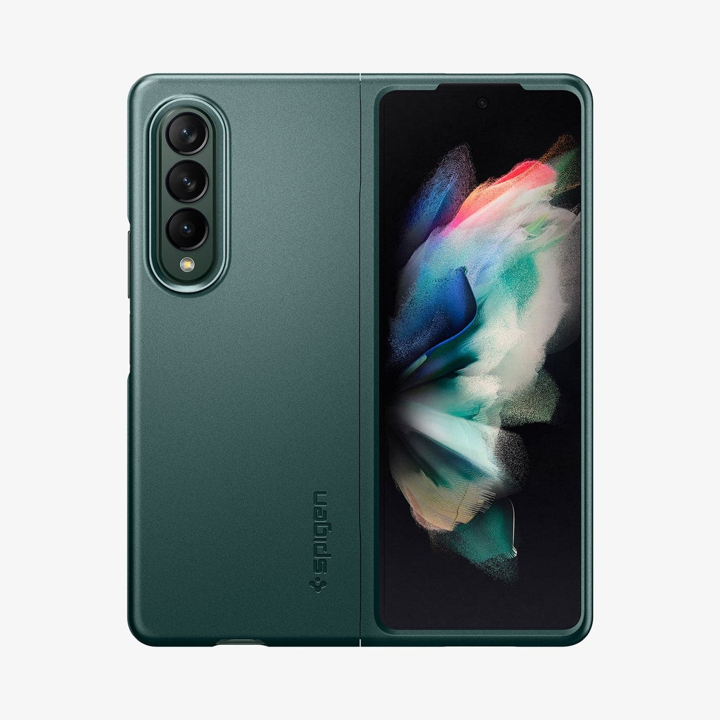 ACS03093 - Galaxy Z Fold 3 Case AirSkin in phantom green showing the front and back