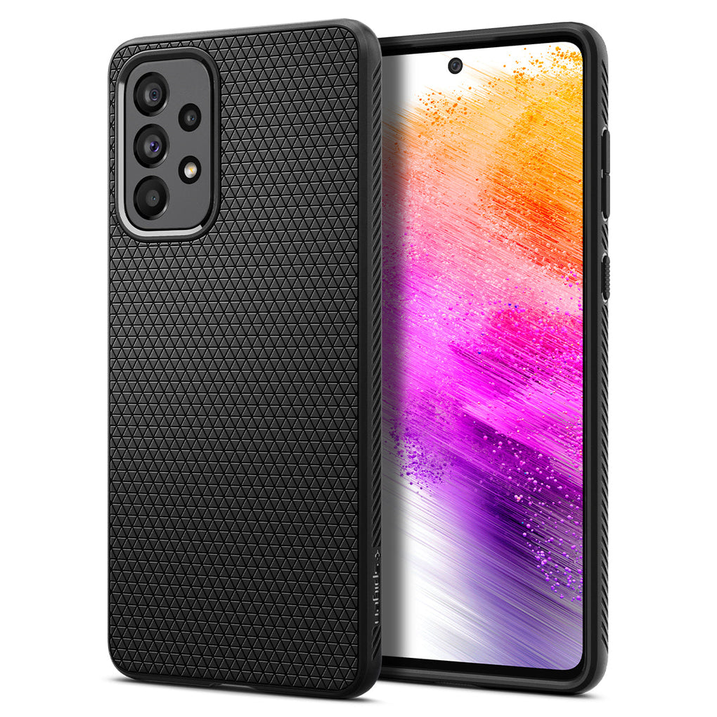 Galaxy A73 5G Case Liquid Air in black showing the back and front