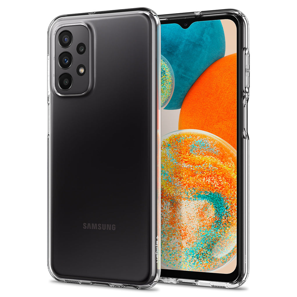 Galaxy A23 5G Case Liquid Crystal in crystal clear showing the back and front