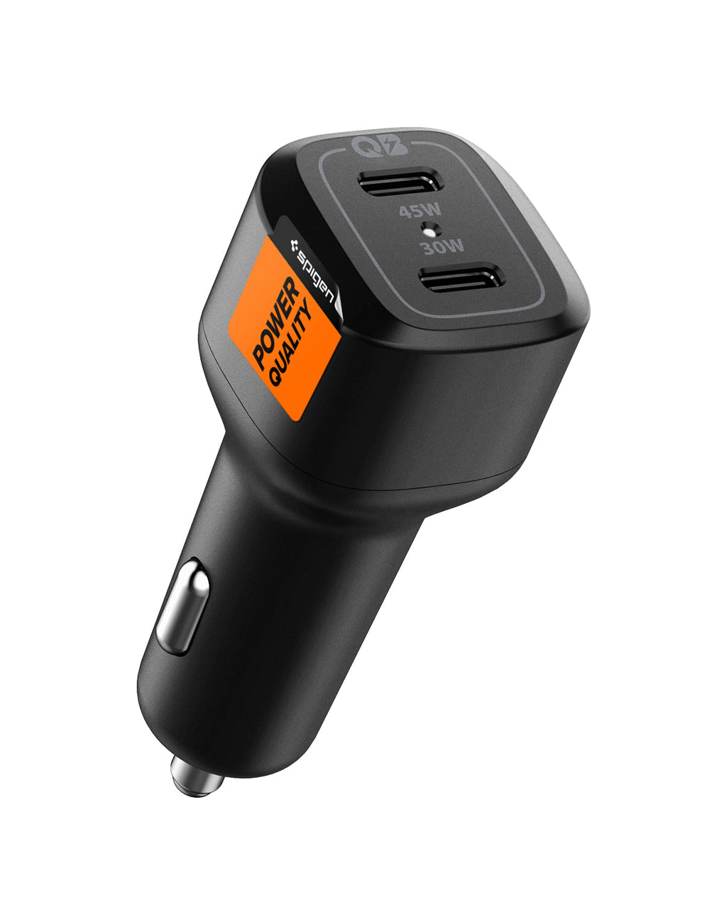 Car Charger Arc.SA in black showing the front and bottom
