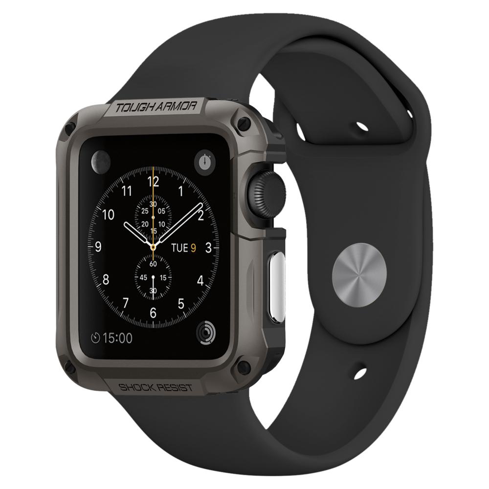 Apple Watch Series 3/2/1 (42mm) Case Tough Armor in gunmetal showing the front facing view of the edges of the apple watch series 3/2/1 (42mm) device