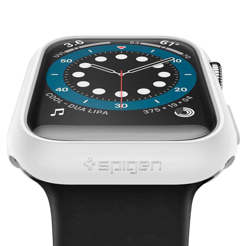 Apple Watch Series SE / 6 / 5 / 4 (40mm) Case Thin Fit in white showing the front and close up of bottom