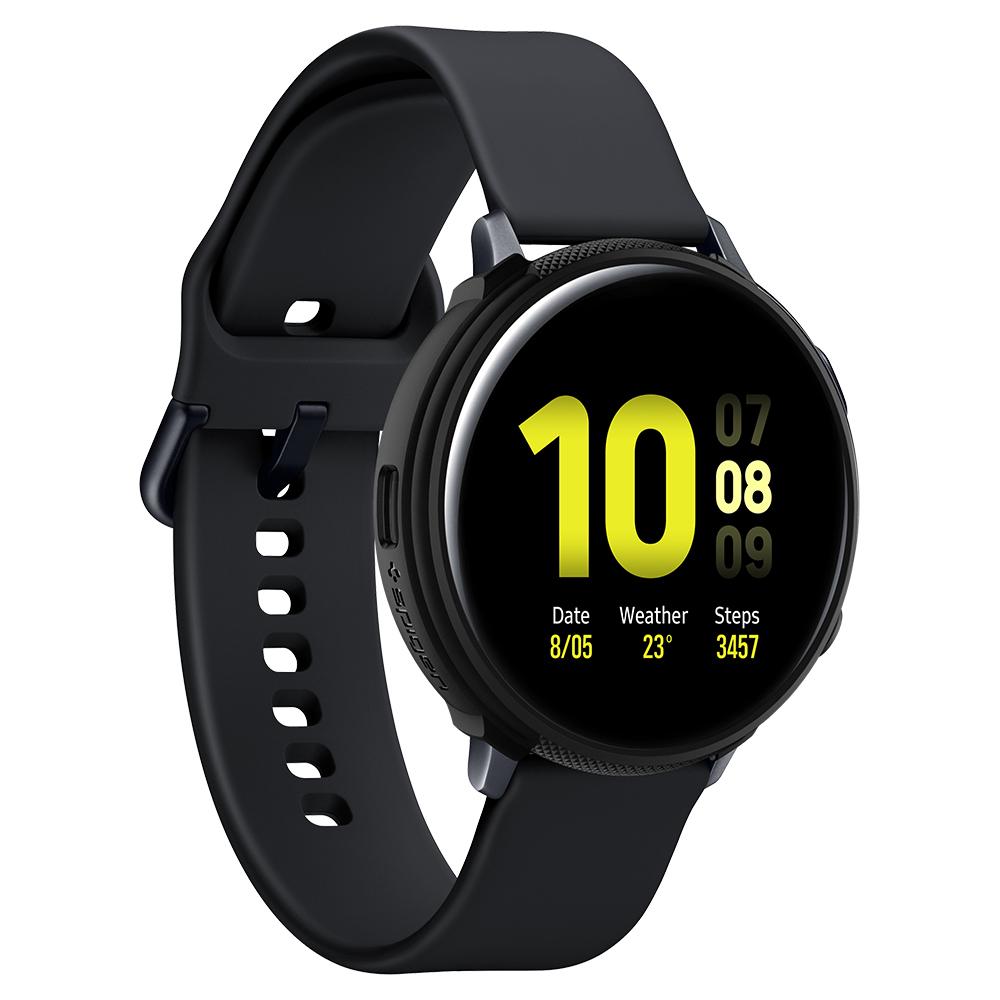 Galaxy Watch Active 2 (44mm) Case Liquid Air in black showing the front and left side
