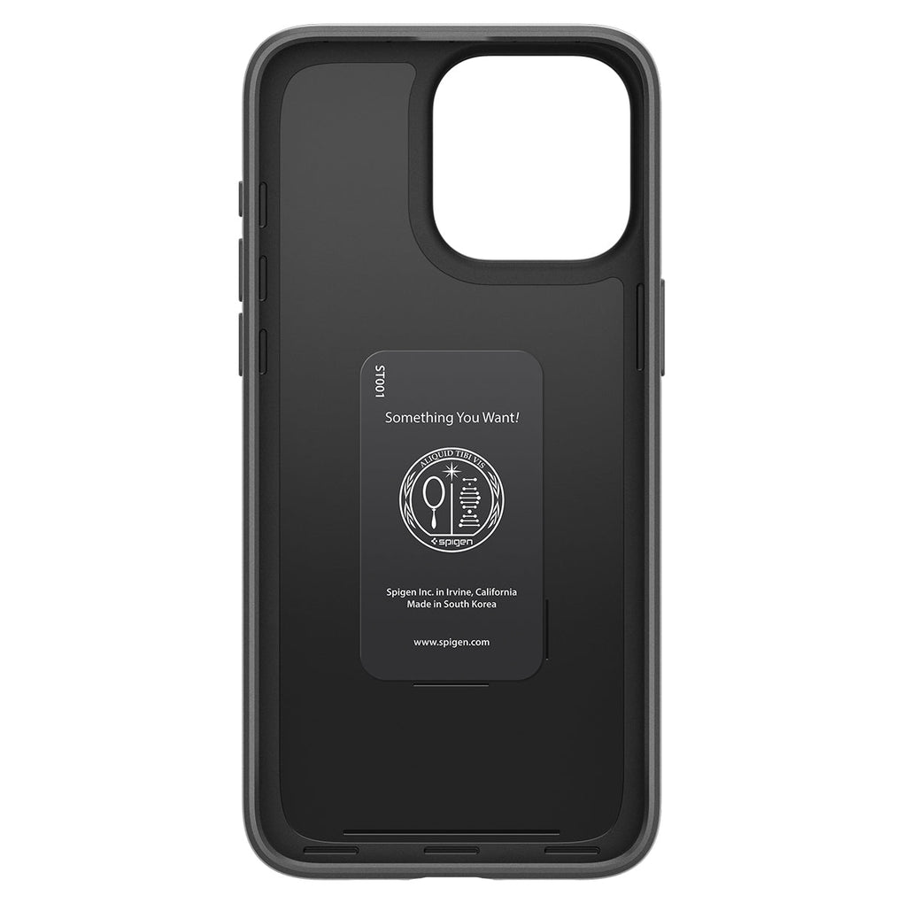 iPhone 15 Pro Case Thin Fit in black showing the inside of case