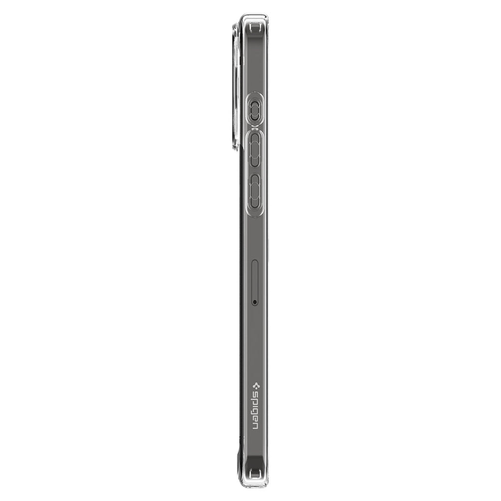 iPhone 15 Pro Case Ultra Hybrid in crystal clear showing the side with volume controls
