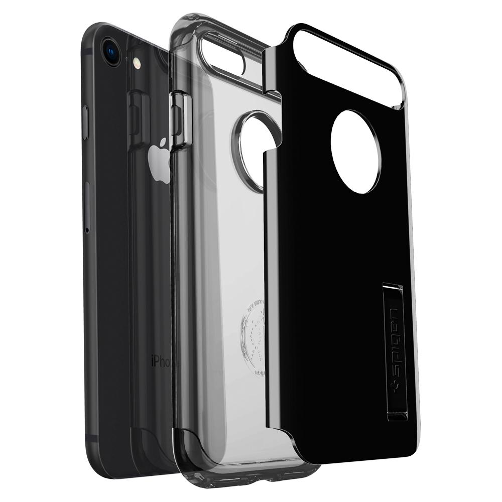 Slim Armor	Jet Black Case	separated showing the outer PC layer, the inner TPU layer, and the	iPhone 8	device.
