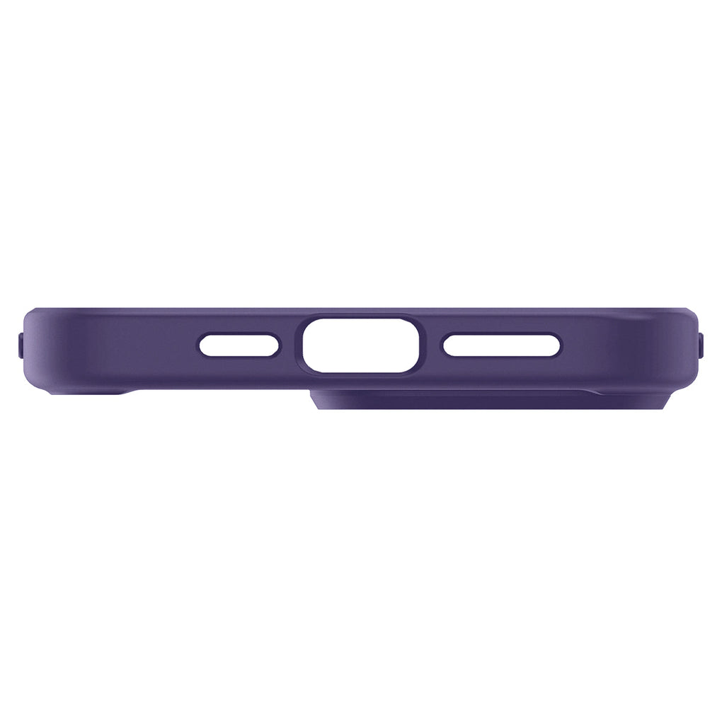 iPhone 14 Pro Case Ultra Hybrid in deep purple showing the bottom with precise cutouts