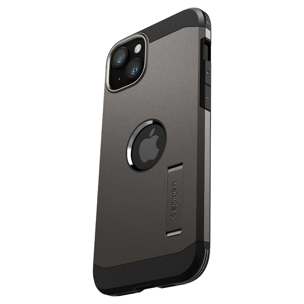 iPhone 15 Case Tough Armor (MagFit) in gunmetal showing the back and side