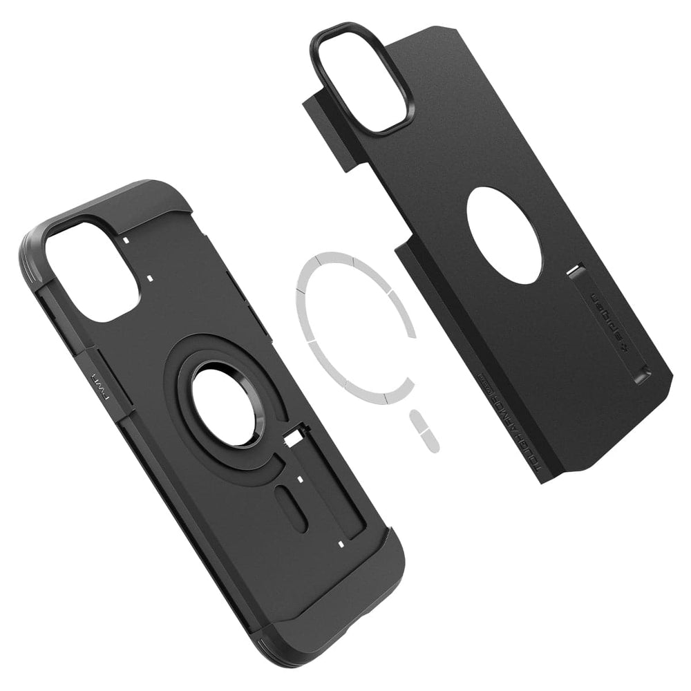 iPhone 14 Plus Case Tough Armor (MagFit) in black showing the multiple magsafe layers of back