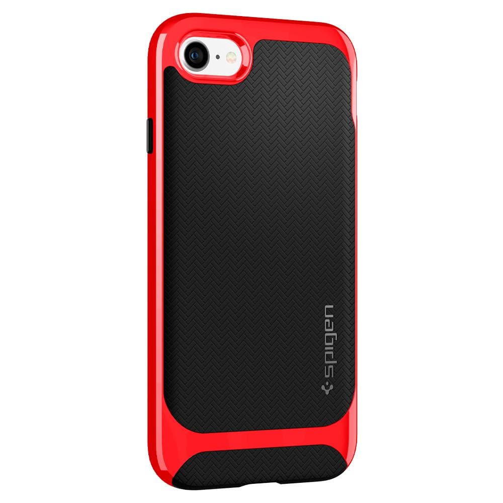 ACS00953 - iPhone SE (2020) Case Neo Hybrid Herringbone in dante red showing the back at a slight angle