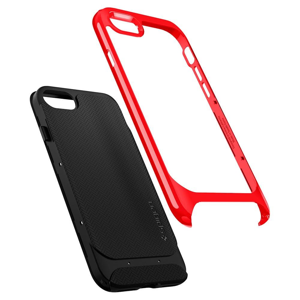 ACS00953 - iPhone SE (2020) Case Neo Hybrid Herringbone in dante red showing the two layers