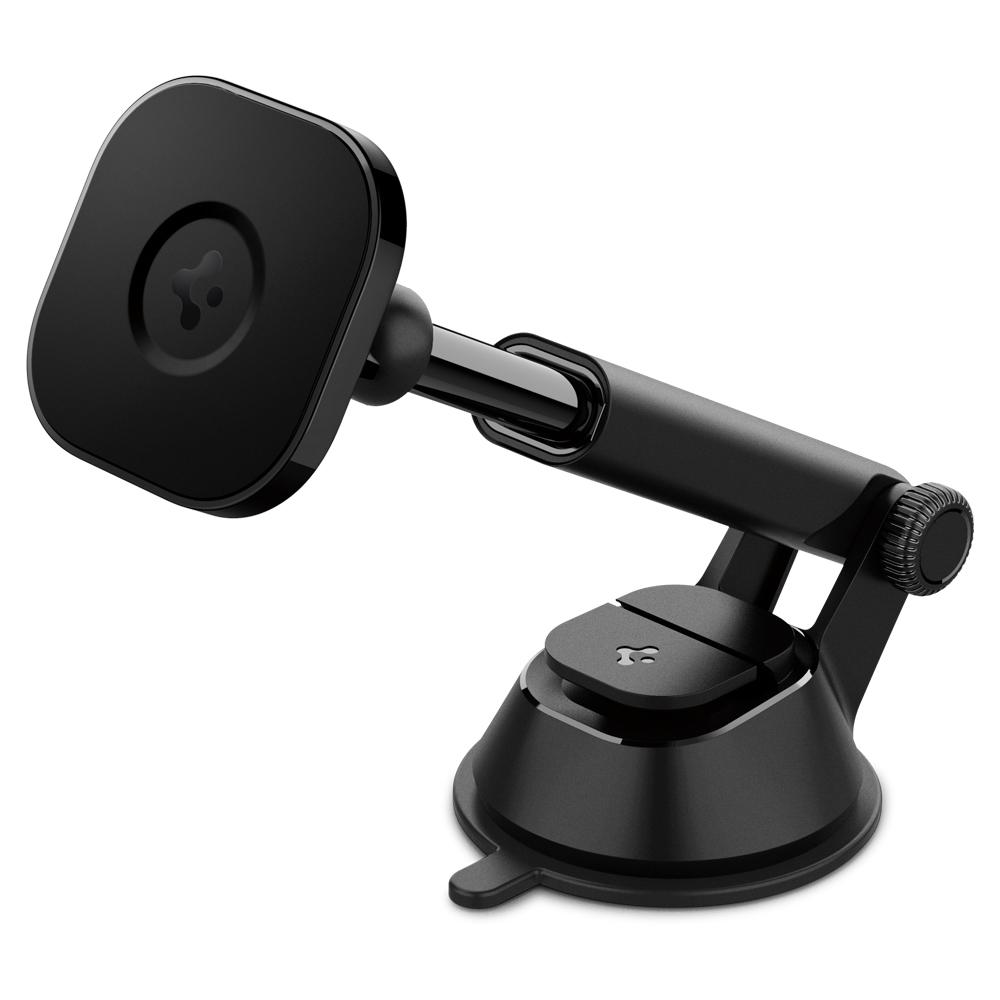 OneTap Magnetic Car Mount for iPhone 12 Dashboard in black showing the front and side