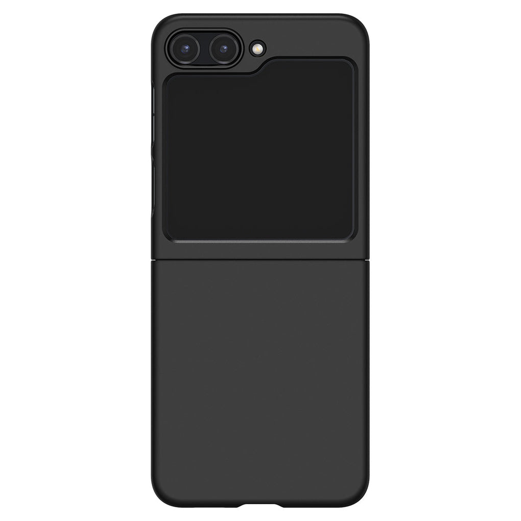 Galaxy Z Flip 5 Case AirSkin in black showing the back of phone fully open