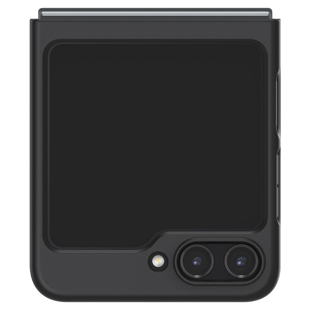 Galaxy Z Flip 5 Case AirSkin in black showing the back folded