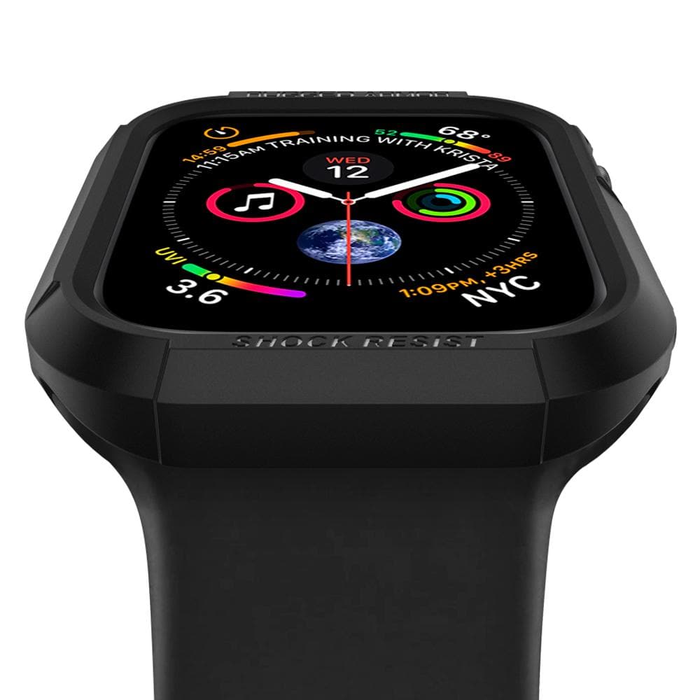 Rugged Armor	Black	showing a front facing view of the	Apple Watch Series 5/4 (44mm)	device.
