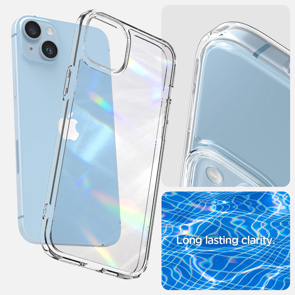 iPhone 14 Case Ultra Hybrid in crystal clear showing the Long lasting clarity.