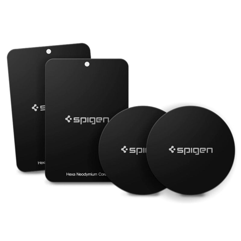 000EP20342 - Spigen Kuel A210 Car Mount Metal Plates showing two rectangular metal plates and 2 circle plates