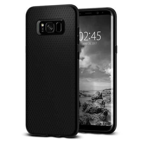 Galaxy S8 Case Liquid Air Armor in black showing the back and front
