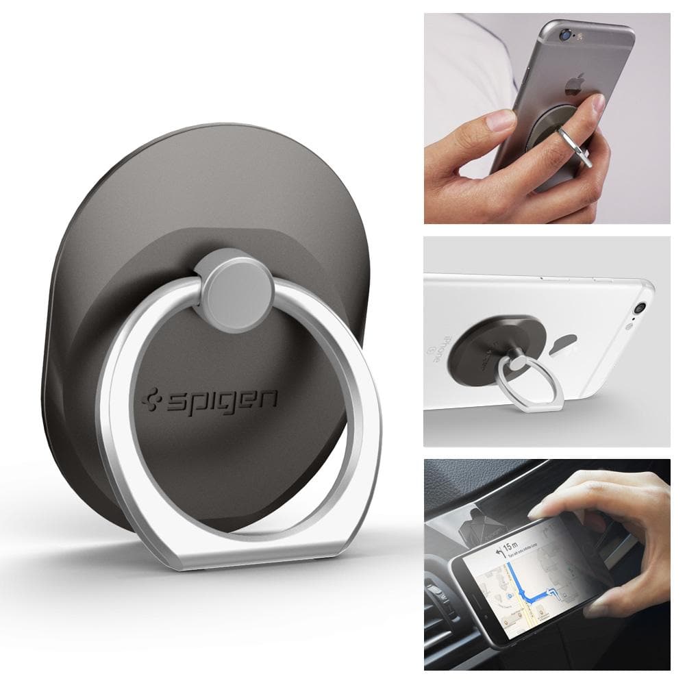 Style Ring in gunmetal showing the front used for security, kickstand and car mount