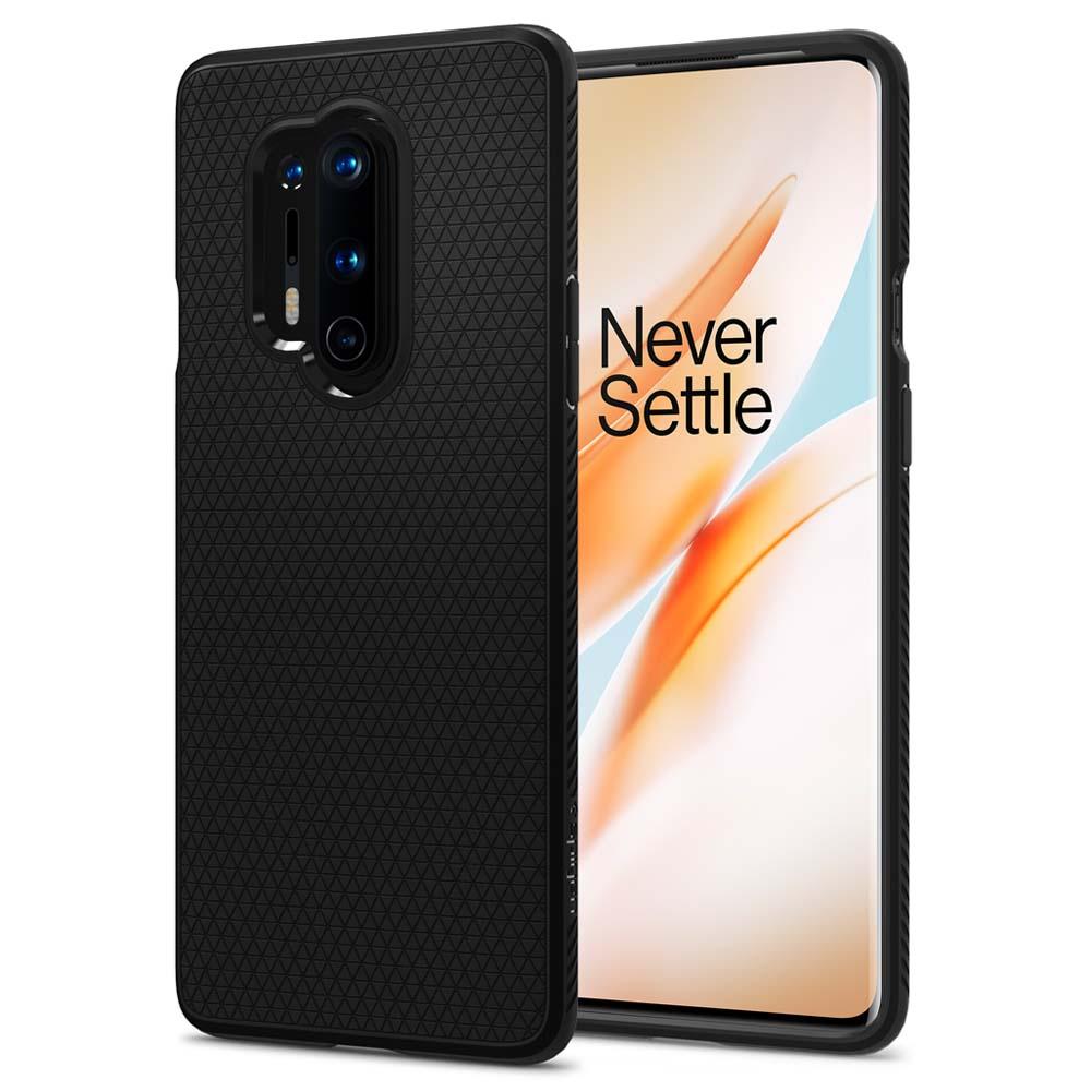 OnePlus 8 Pro Case Liquid Air in black showing the back and front