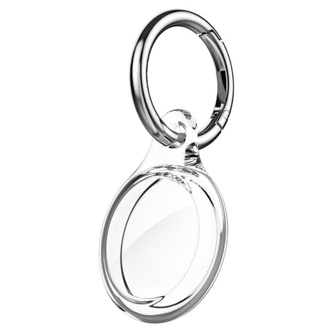 Apple AirTag Case Ultra Hybrid in crystal clear showing the front without airtag on keyring