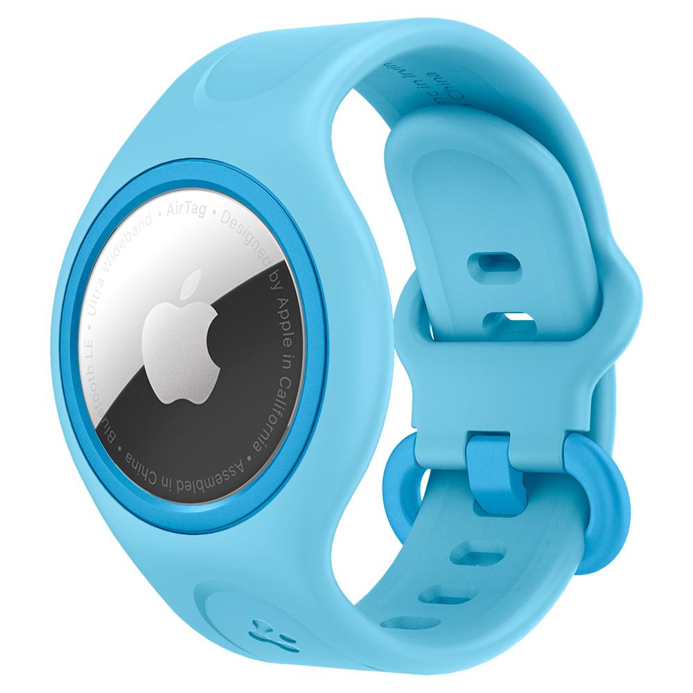 AirTag Wristband Play 360 in ocean blue showing the front and partial inside with AirTag in slot