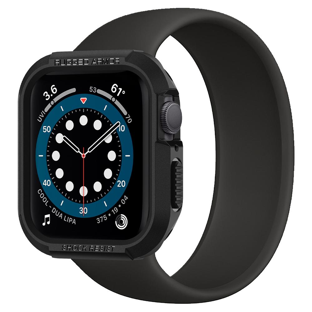 Rugged Armor Black showing a front facing view of the Apple Watch Series SE/6/5/4 (44mm) device.