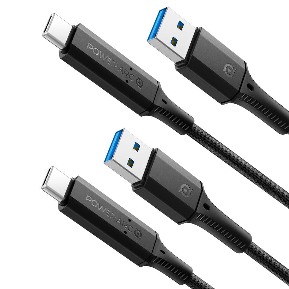 PowerArc ArcWire™ USB-C to USB-A Cable (2 Pack) in black shown