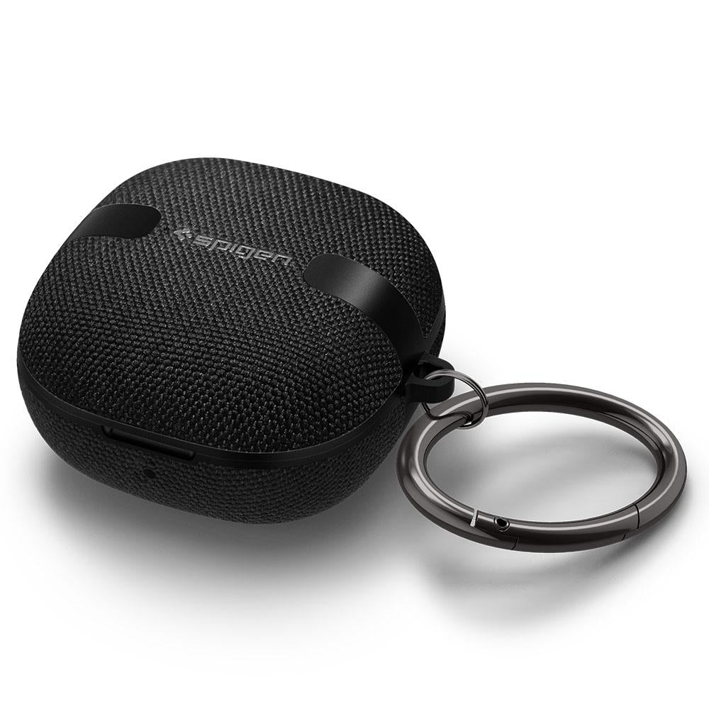 Galaxy Buds 2 / Pro / Live Case Urban Fit in black showing the top and front with keyring