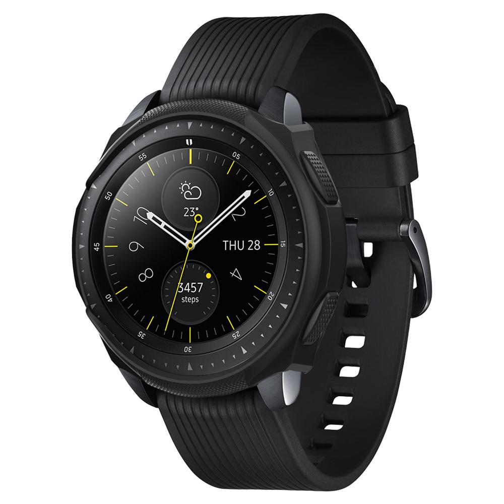 Rugged Armor	Black	Case	showing a front facing view of the edges around the	Galaxy Watch (42mm)	device.