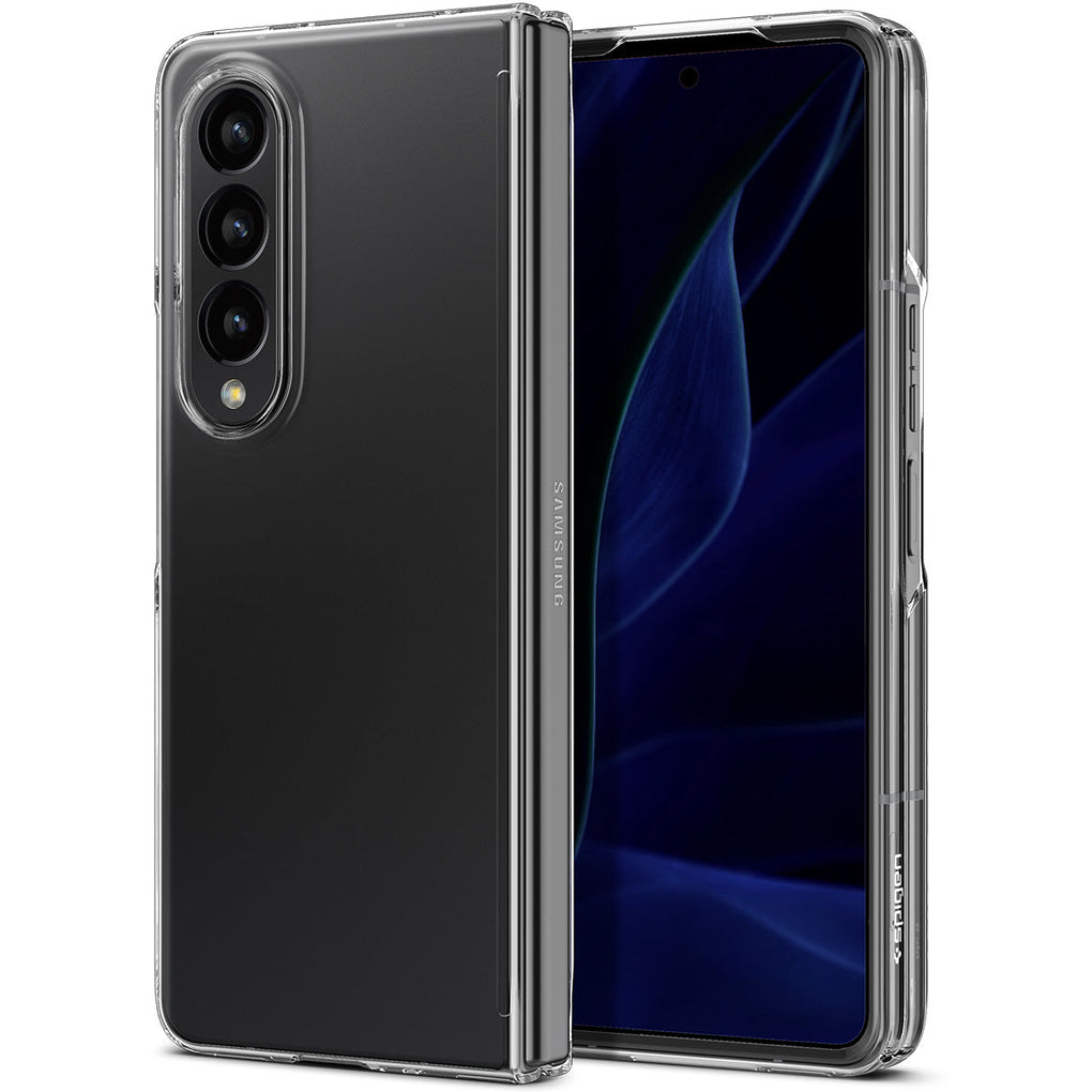 Galaxy Z Fold 4 Case AirSkin in crystal clear showing the back and front