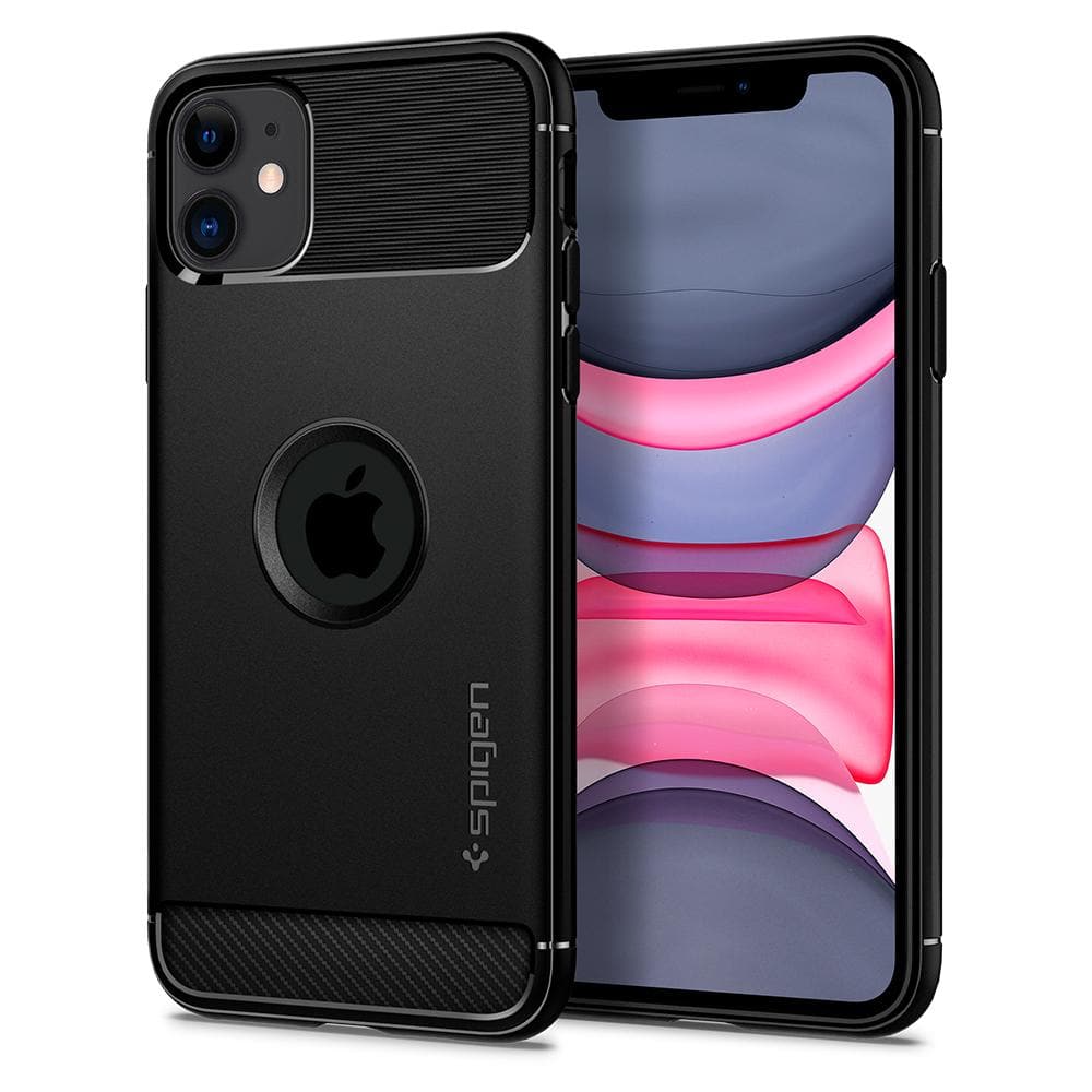 Rugged Armor	Case	MatteBlack	back design and a front view of the edge around the	iPhone 11	device.