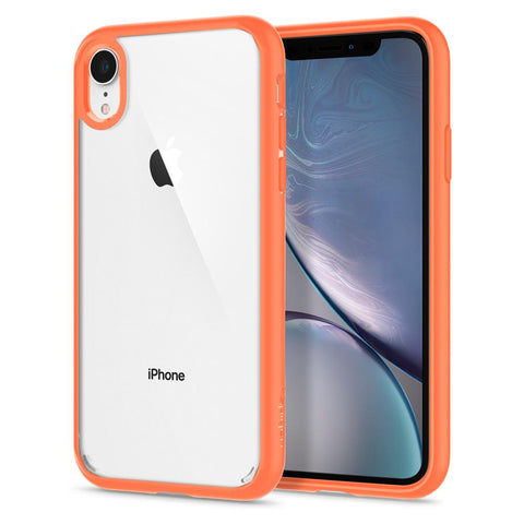 Ultra Hybrid	Coral	Case	back design and a front view of the edge around the	iPhone XR	device.