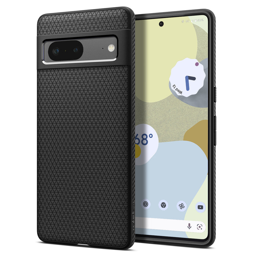 Pixel 7 Case Liquid Air in matte black showing the back and front