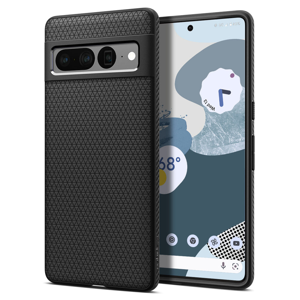Pixel 7 Pro Case Liquid Air in matte black showing the back and front