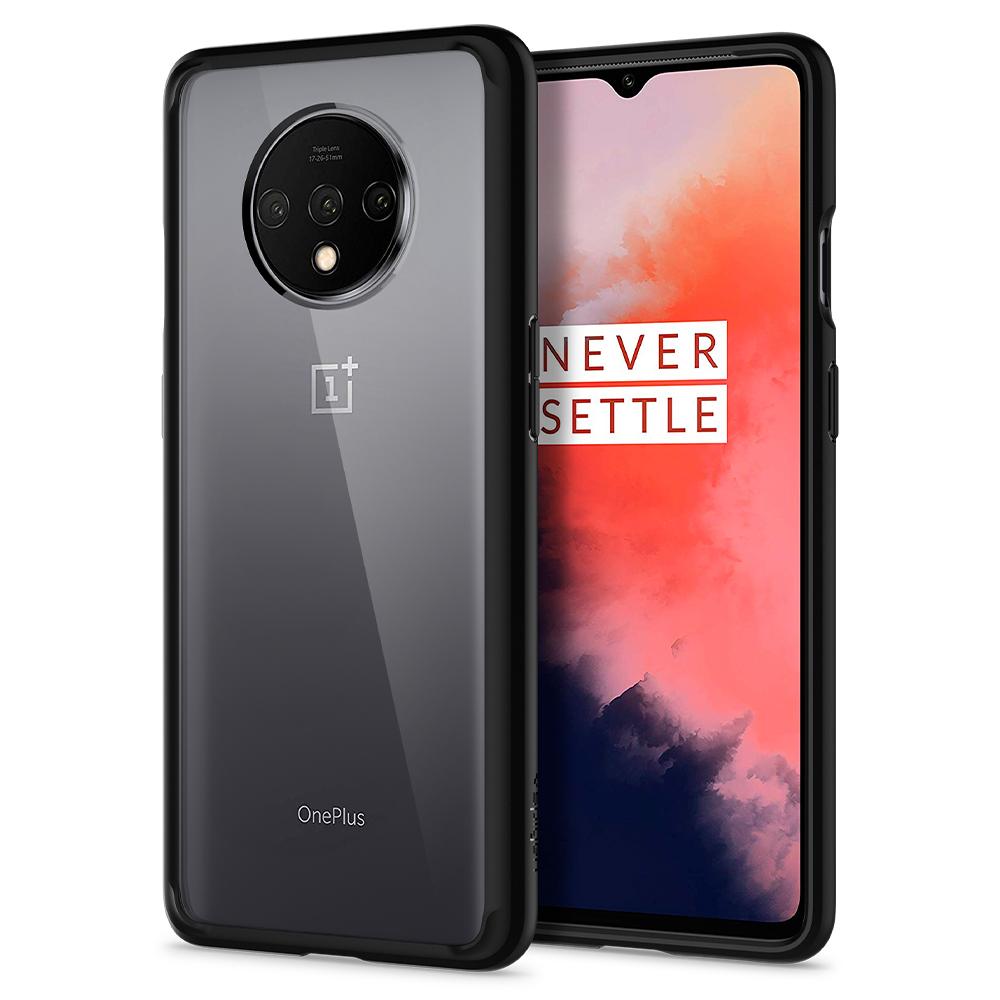 OnePlus 7T Case Ultra Hybrid in black showing the back and front