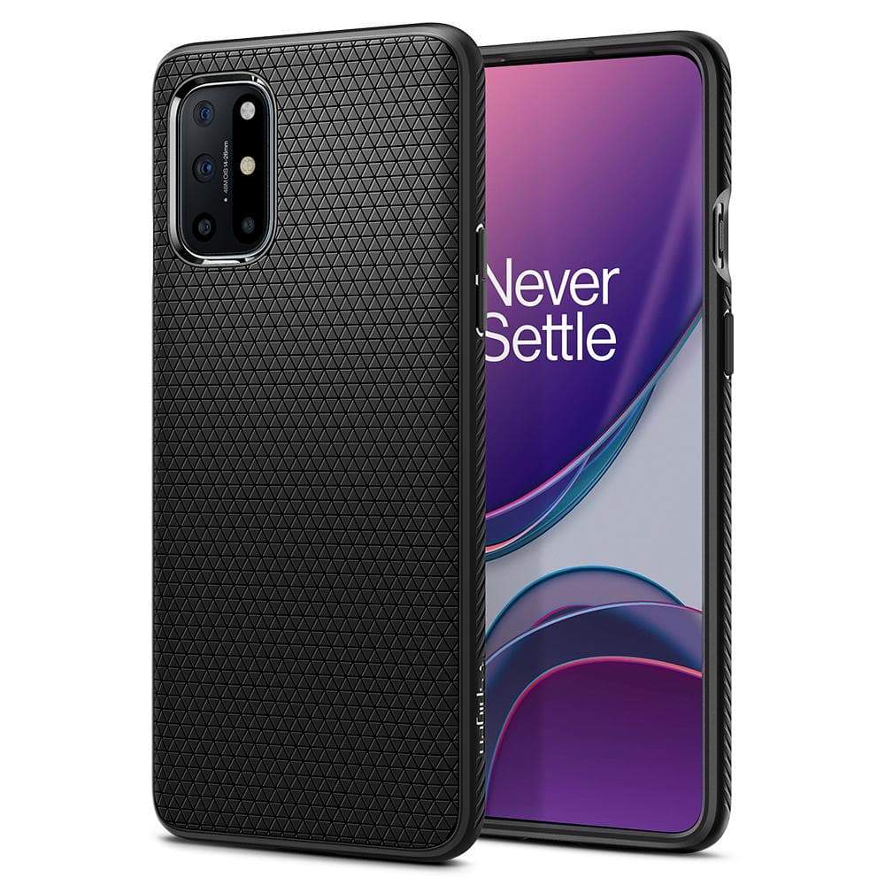 OnePlus 8T Case Liquid Air in black showing the back and front